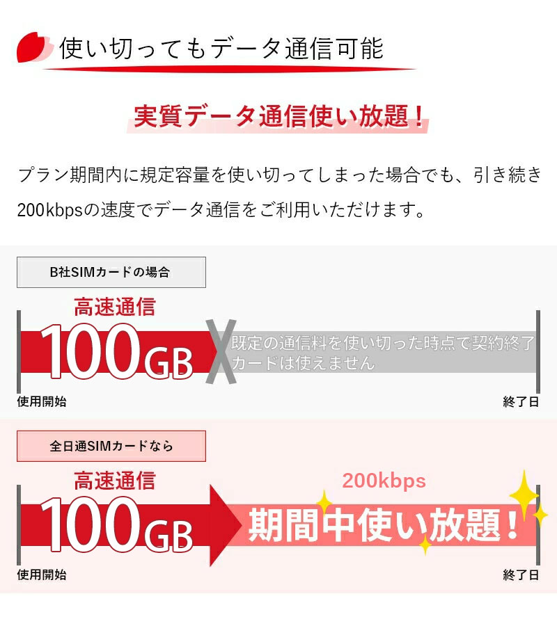 プリペイドSIM 全日通 AJC 7日間 100GB